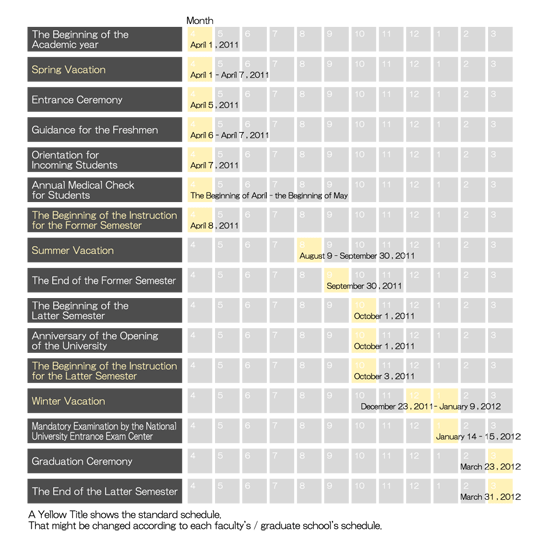 Academic Calendar